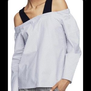 NWT Maje Gray Stripe Cold Shoulder Blouse Top Shirt Size 2 (US 4-6)